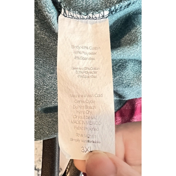 LulaRoe Randy Baseball Shirt Women 3XL Heather and Pink 3/4 Sleeves Comfort - Picture 7 of 7